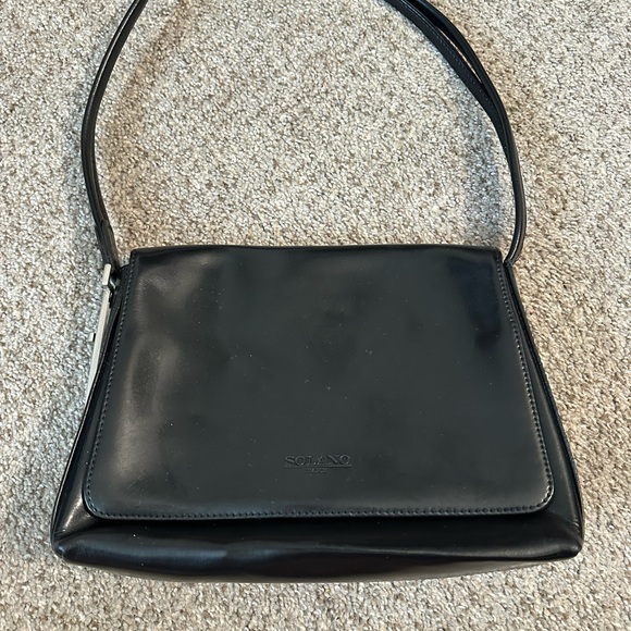 Solano Paris Black Leather Shoulder Bag - Picture 1 of 6